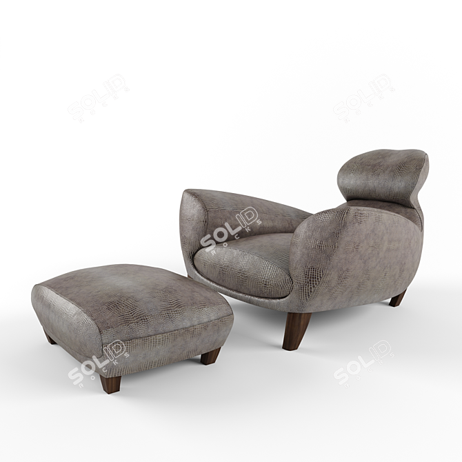 Linley Aston Chair and Footstool Set 3D model image 2