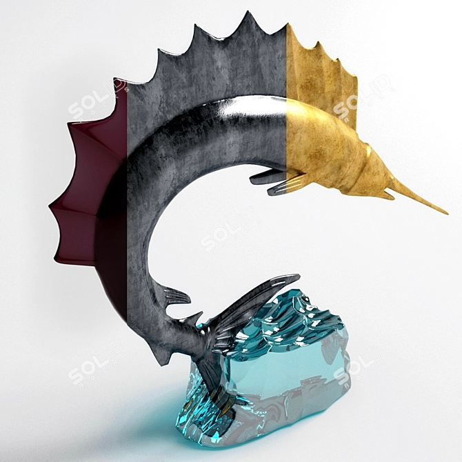 Graceful Sailfish Sculpture 3D model image 1