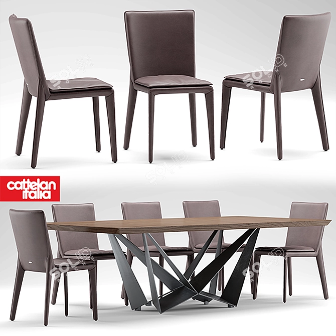 Stylish 5-piece VITTORIA Set 3D model image 1