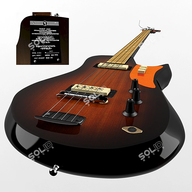 Vintage Soviet Bass Guitar 3D model image 2