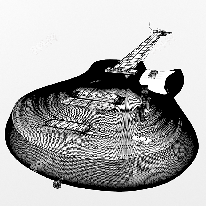 Vintage Soviet Bass Guitar 3D model image 3