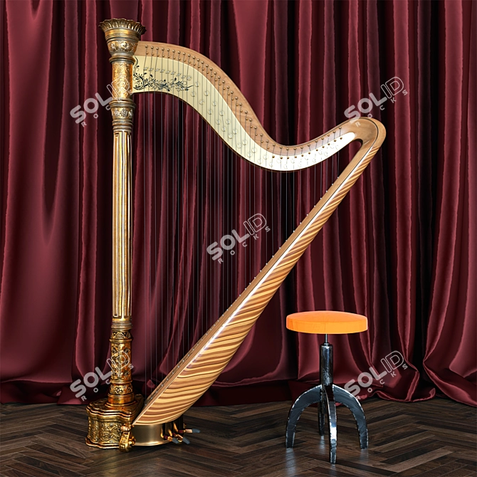 Elegant Arfa_02 Harp Contest 3D model image 1