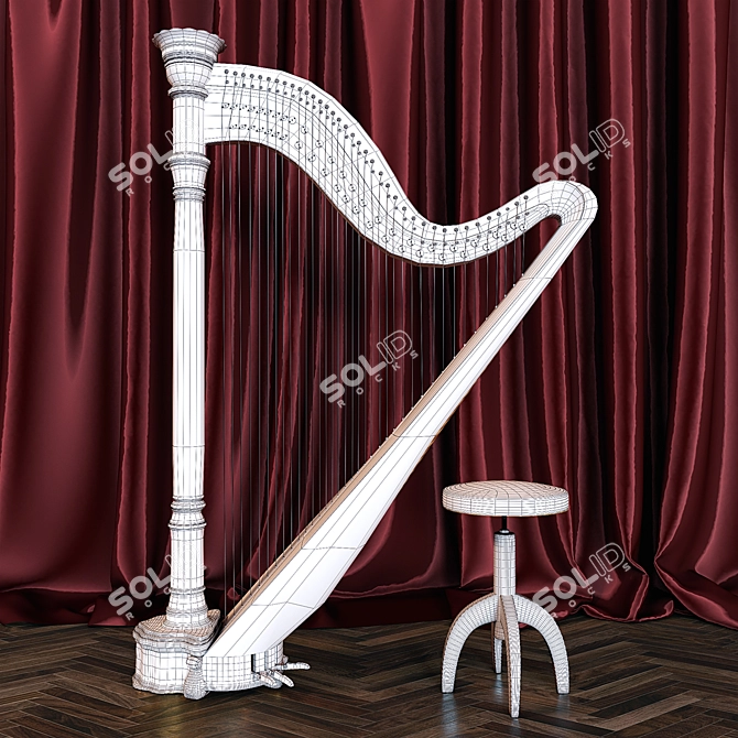 Elegant Arfa_02 Harp Contest 3D model image 2