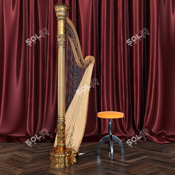 Elegant Arfa_02 Harp Contest 3D model image 3