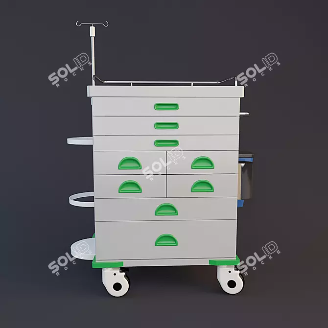 Versatile Medical Instrument Table Trolley 3D model image 1