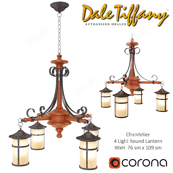 Elegant Lantern-based Tiffany Lamp 3D model image 1