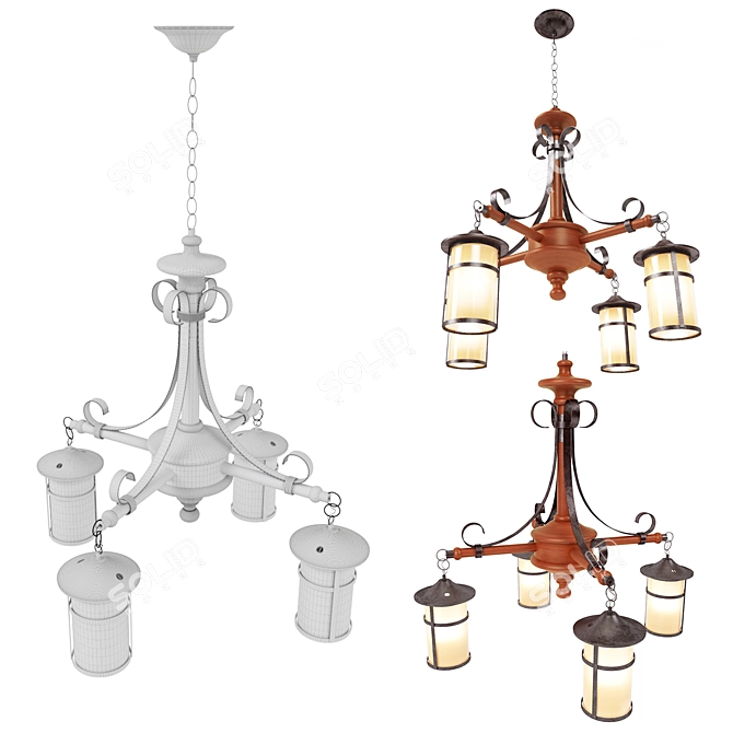 Elegant Lantern-based Tiffany Lamp 3D model image 2