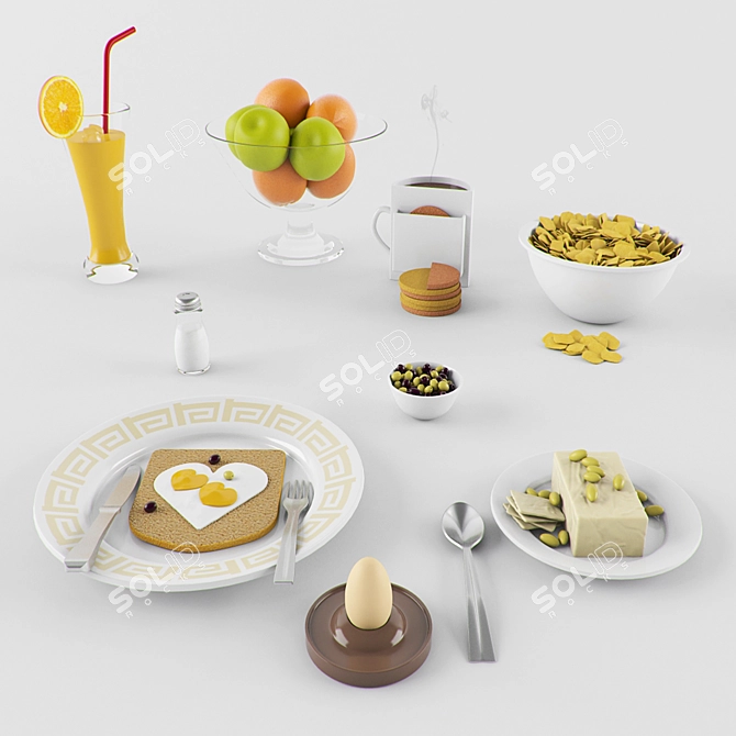 Kitchen Essentials Breakfast Set 3D model image 1