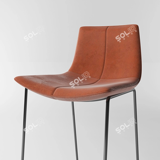 Sleek Leather Bar Stools 3D model image 3