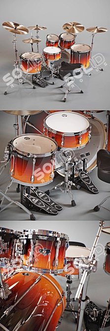 Tama Superstar Custom Drum Kit 3D model image 2