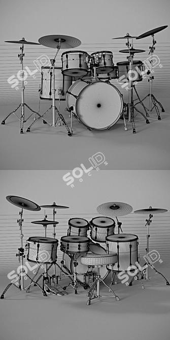 Tama Superstar Custom Drum Kit 3D model image 3