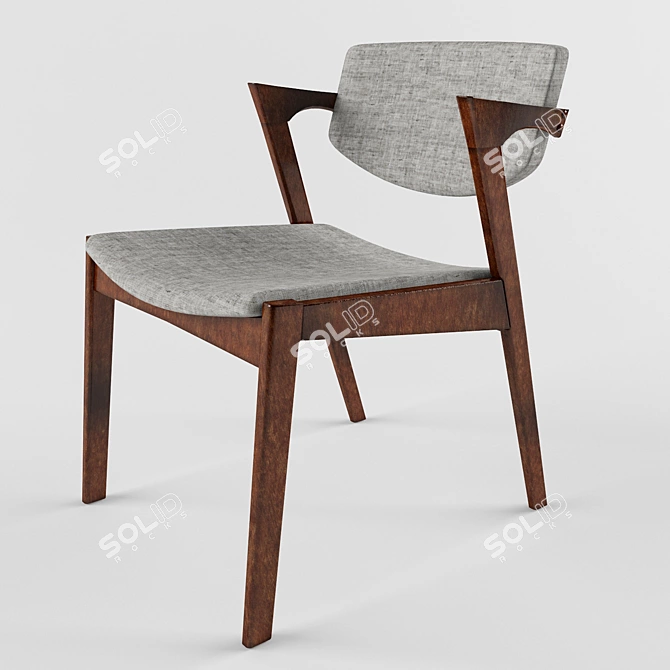 Kai Deep House Chair - Walnut + Grey Fabric 3D model image 1