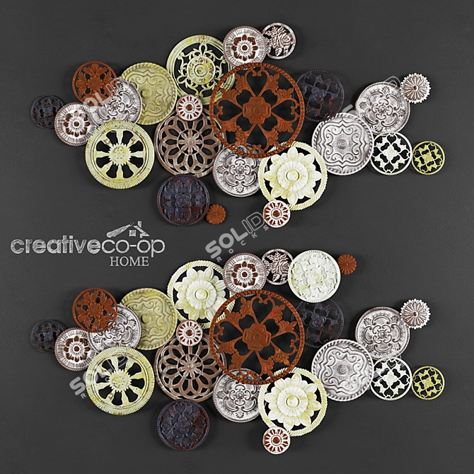 Decorative Metal Panel with Buttons 3D model image 1