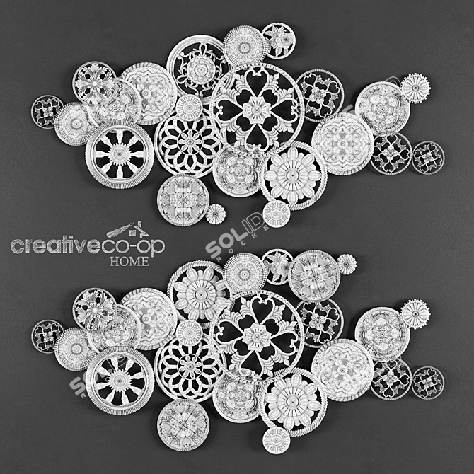 Decorative Metal Panel with Buttons 3D model image 2