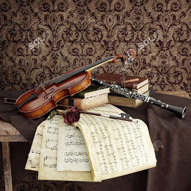 Harmonious Melodies: Violin & Clarinet 3D model image 1