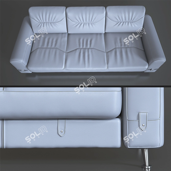 Modern Leather Sofa in Black 3D model image 2