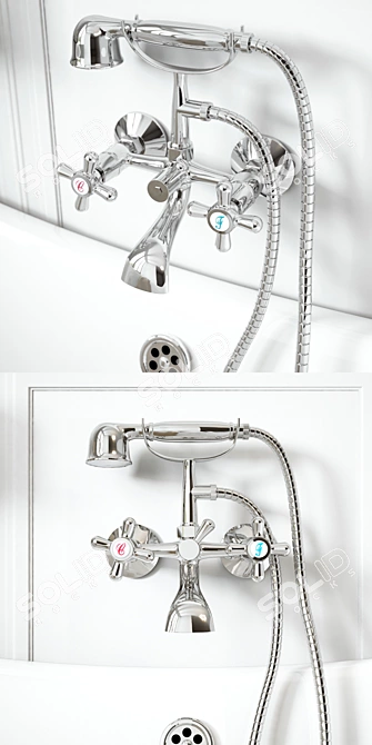 Elegant Vintage Faucet Set 3D model image 2