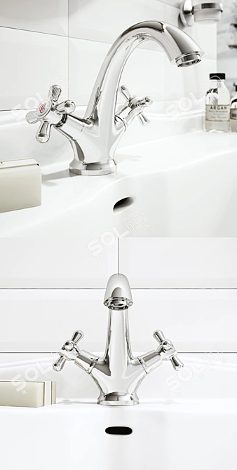 Elegant Vintage Faucet Set 3D model image 3