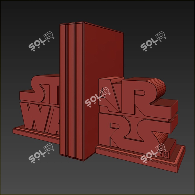 Gilded Star Wars Bookends: The Perfect Galactic Addition 3D model image 3