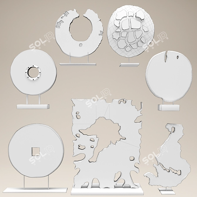 Set of 7 Decorative Figurines 3D model image 3