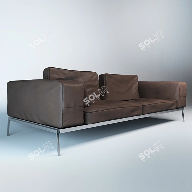 Luxury Leather Sofa 3D model image 1