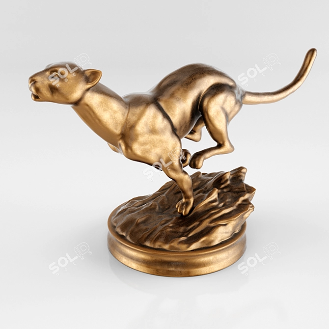 Graceful Bronze Cheetah Figurine 3D model image 3