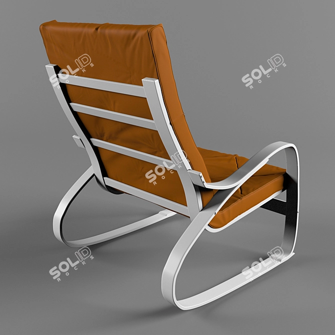 Comfortable Rocking Chair with Genuine Leather Seat 3D model image 2