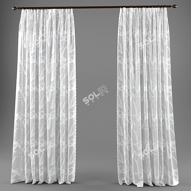 Semi-Transparent Blind with Ribbon 3D model image 1