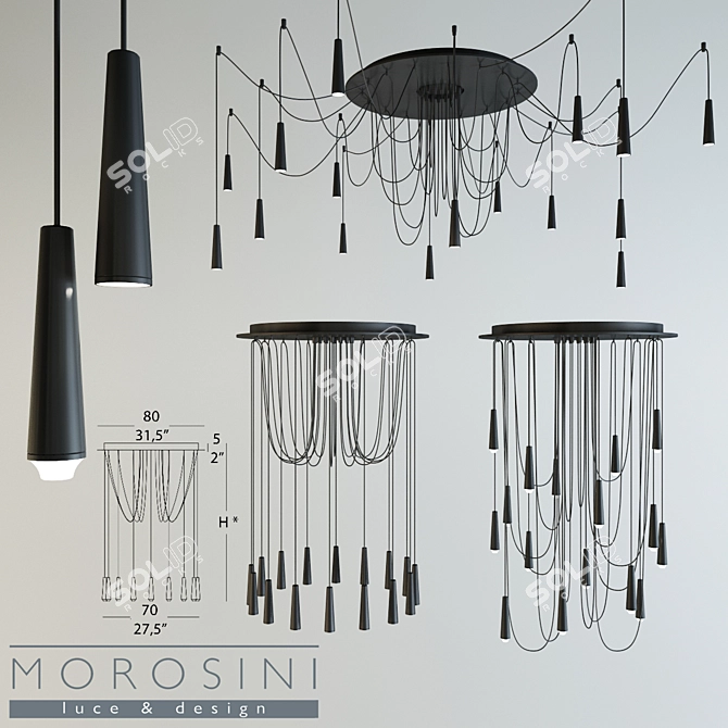 Elegant LED Pendant Lamp Santral 3D model image 1