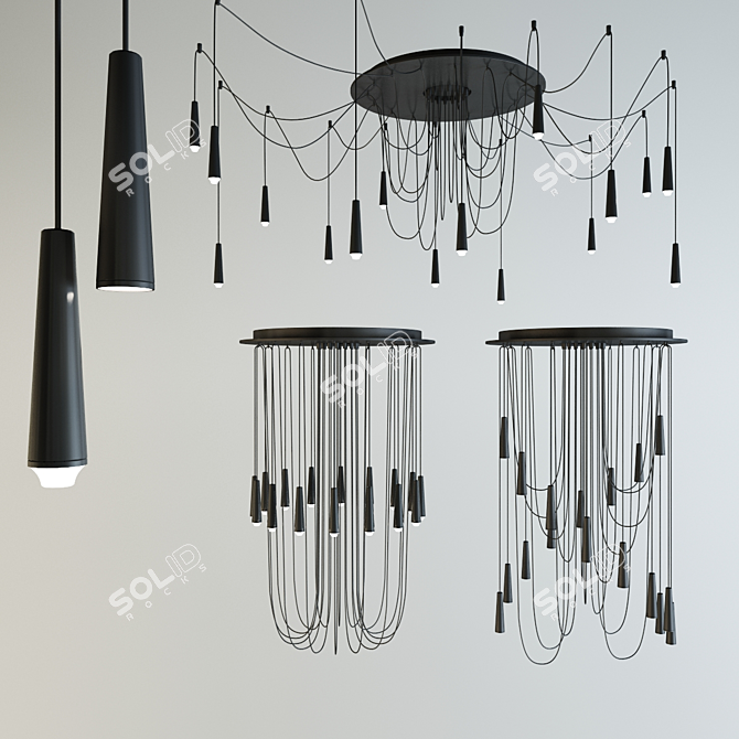 Elegant LED Pendant Lamp Santral 3D model image 2
