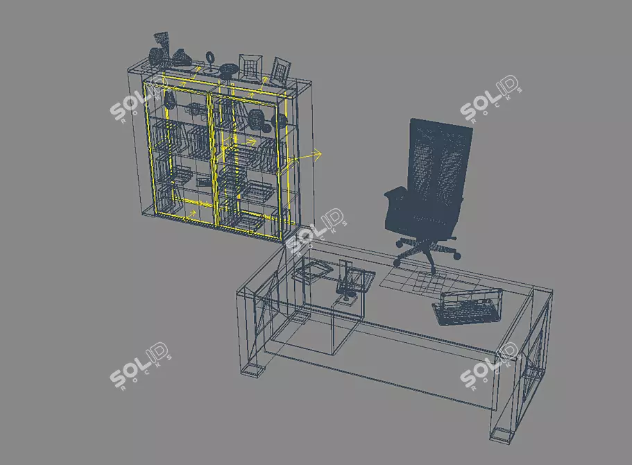 Sleek Eros Cabinet Set 3D model image 3