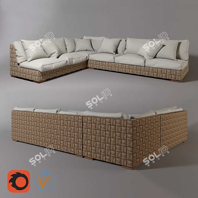 Black Palm Sofa: Space-saving and Stylish 3D model image 1