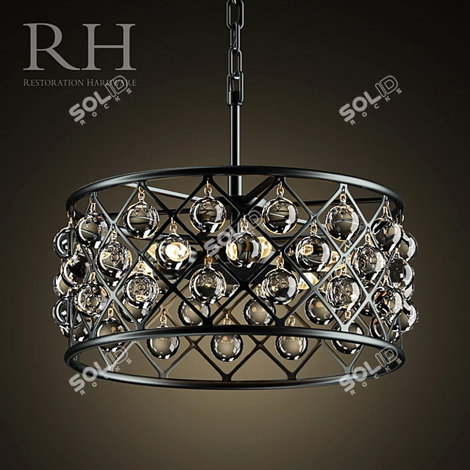  RH Spencer Hoop Chandelier - Elegant Illumination 3D model image 1