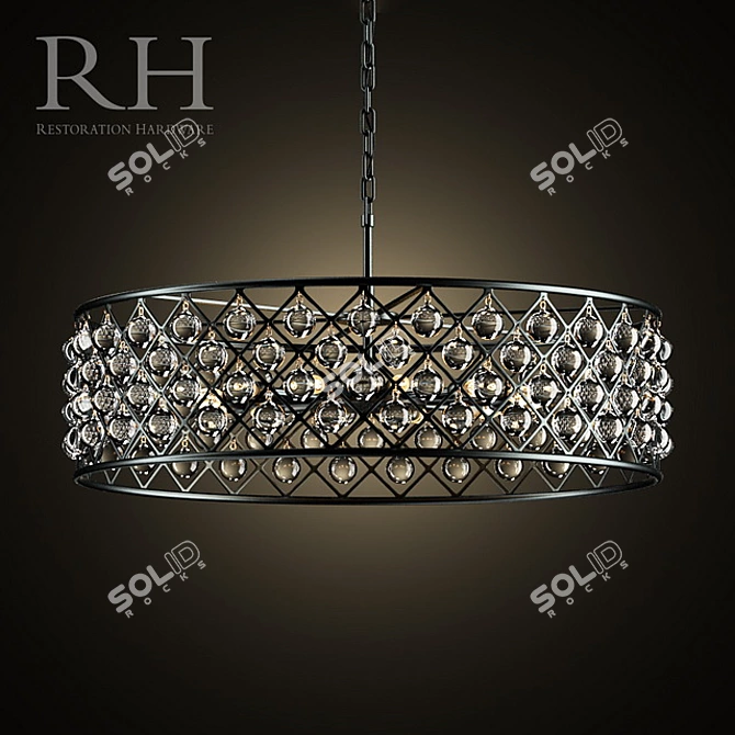 Elegant Spencer Hoop Chandelier 3D model image 1