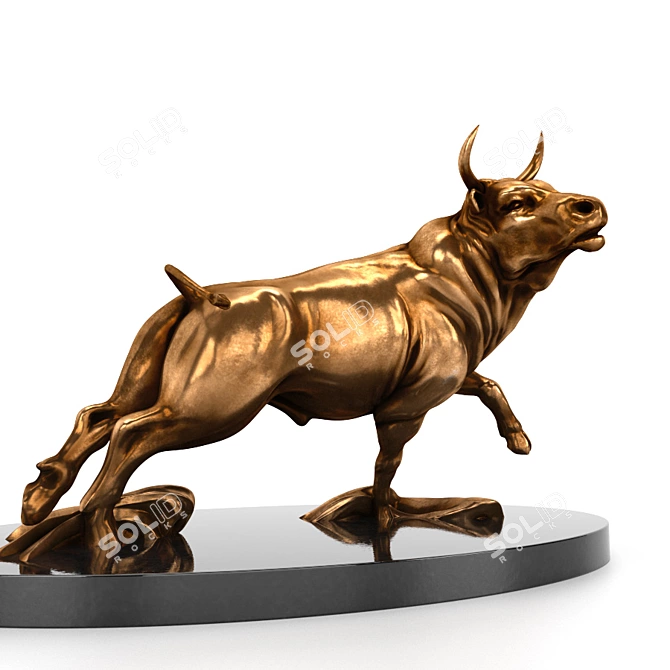 Bronze Bull Sculpture 3D model image 1