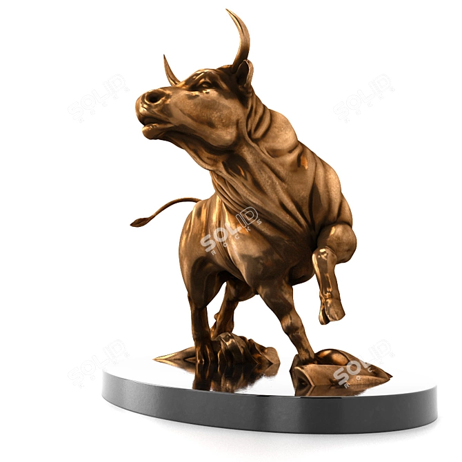 Bronze Bull Sculpture 3D model image 2