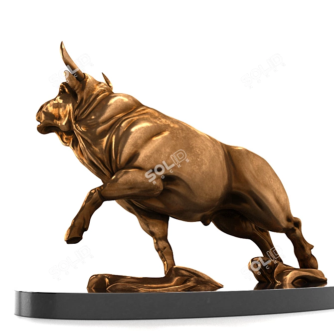 Bronze Bull Sculpture 3D model image 3