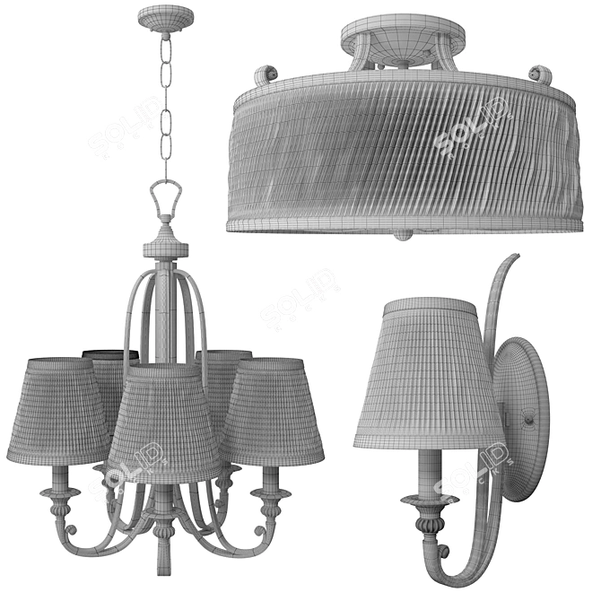 Elegant Silver Sand Abbey Wall Light 3D model image 2