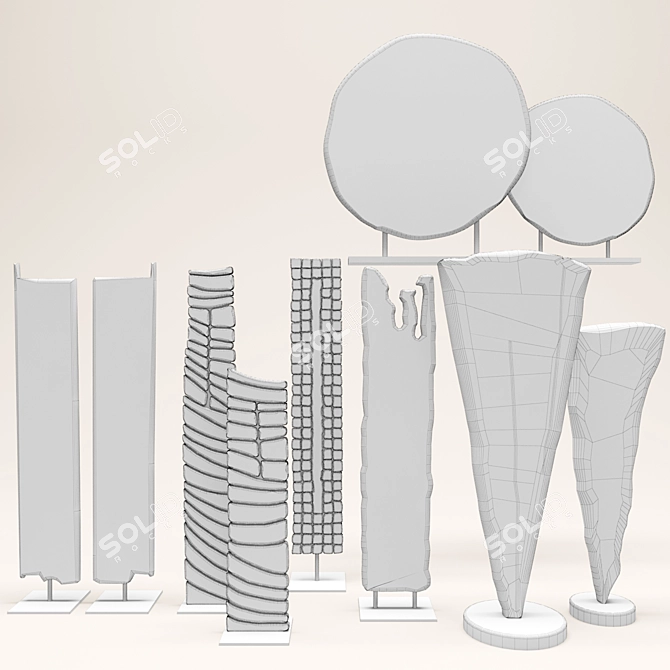 Title: Elegant Set of 10 Decorative Figurines 3D model image 3