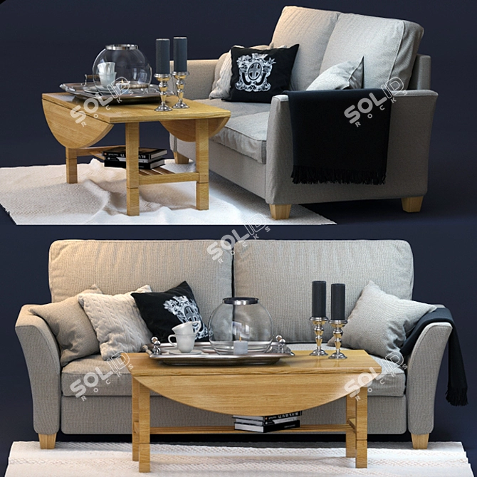 Valencia Sofa and Olympia Table Set 3D model image 1