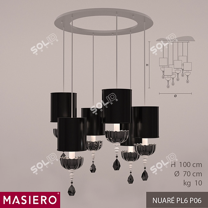 Italian Masiero NUARÉ PL6 P06: Stylish Ceiling Lighting 3D model image 1