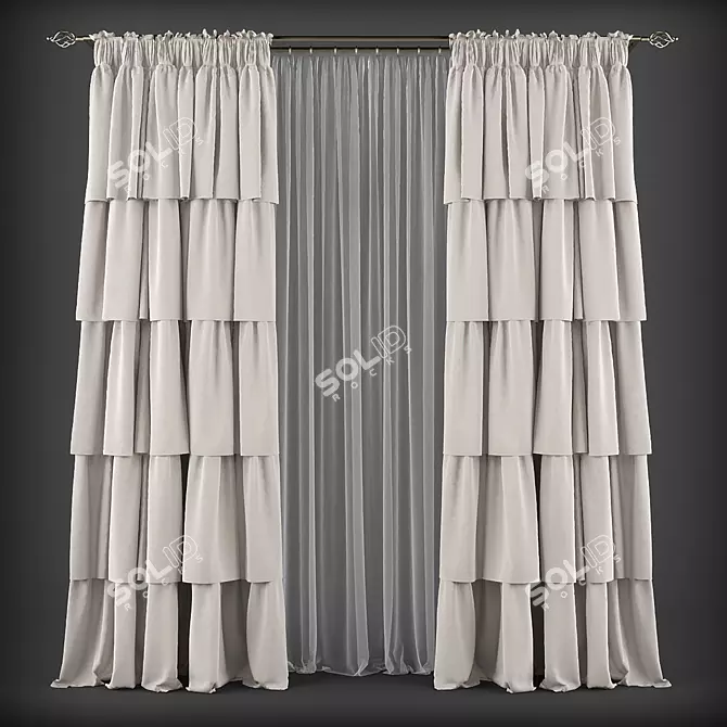 Modern Style Curtains 3D model image 1