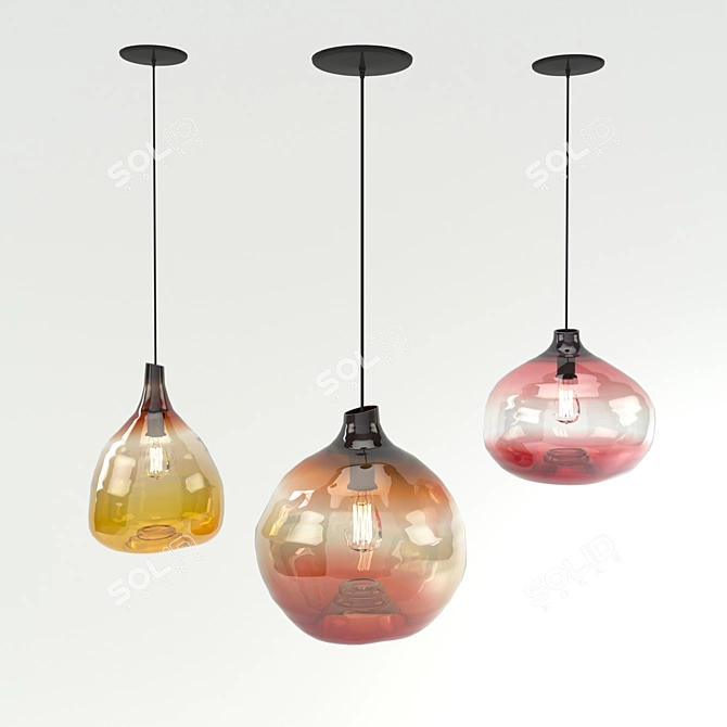 Elegant Waterdrop Pendant Light 3D model image 1