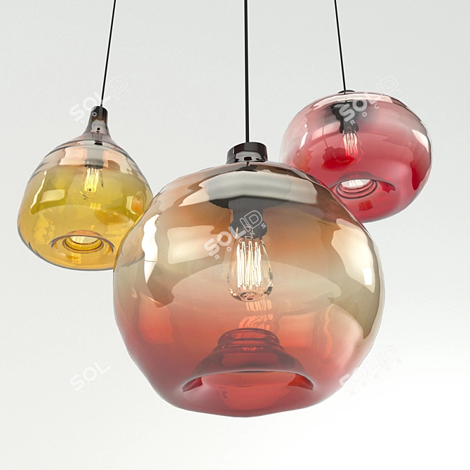 Elegant Waterdrop Pendant Light 3D model image 3