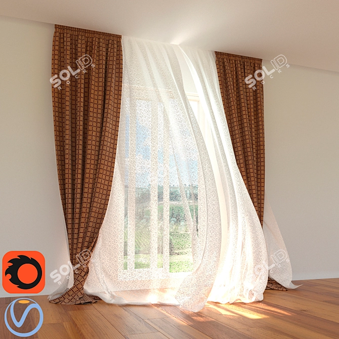 Wind-Breeze Curtains 3D model image 1