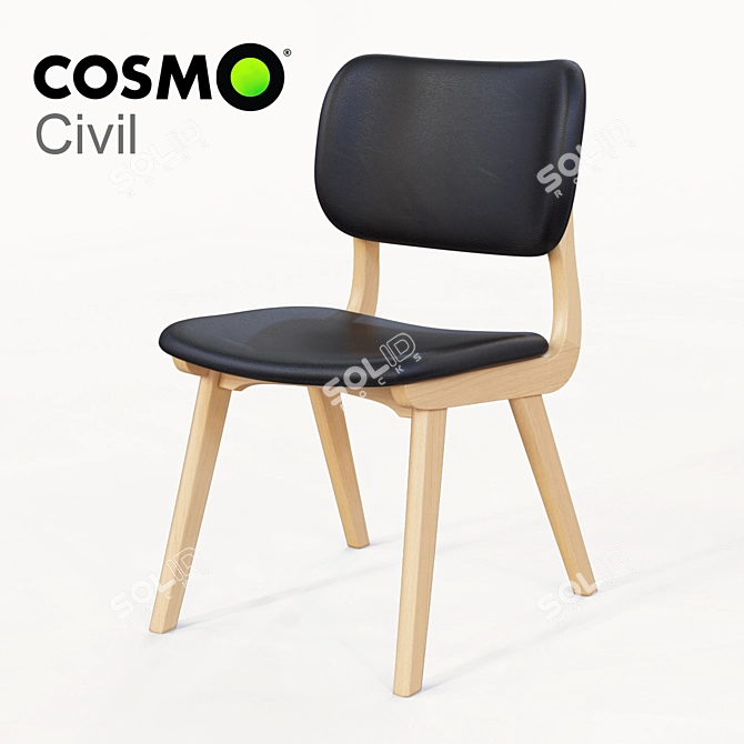 Cosmo Faux Leather Chair, Black 3D model image 1