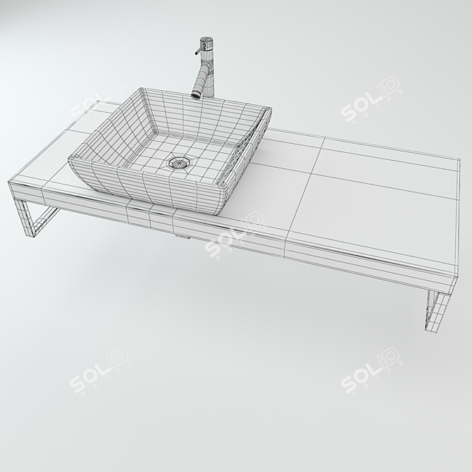 Wooden Plate Washbasin: Stylish and Functional 3D model image 2