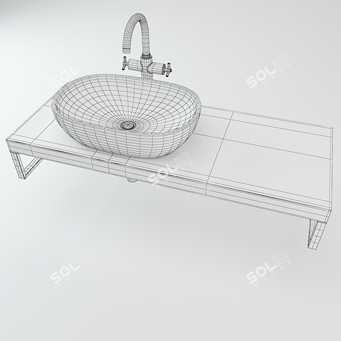 Wooden Plate Washbasin: Beech & Wenge Colors 3D model image 2