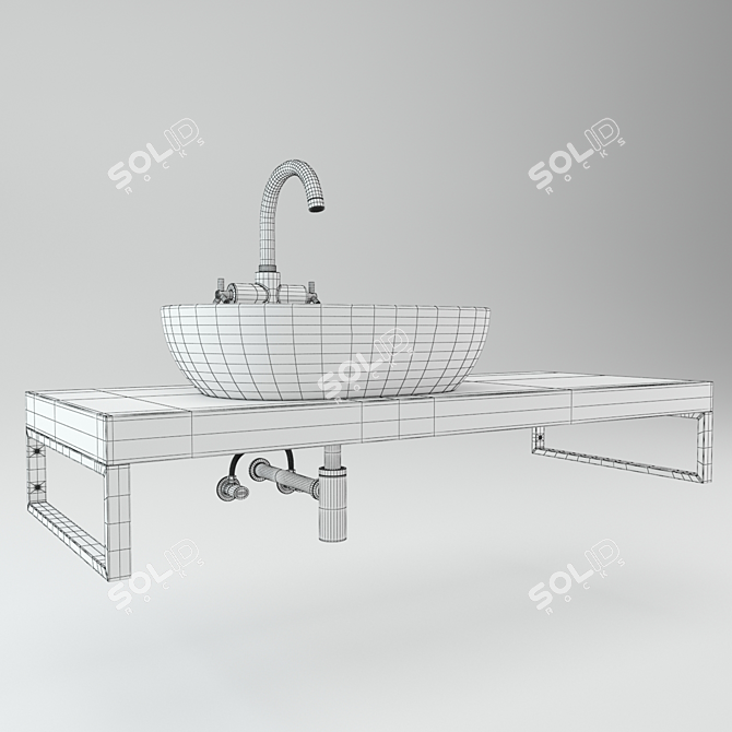 Wooden Plate Washbasin: Beech & Wenge Colors 3D model image 3