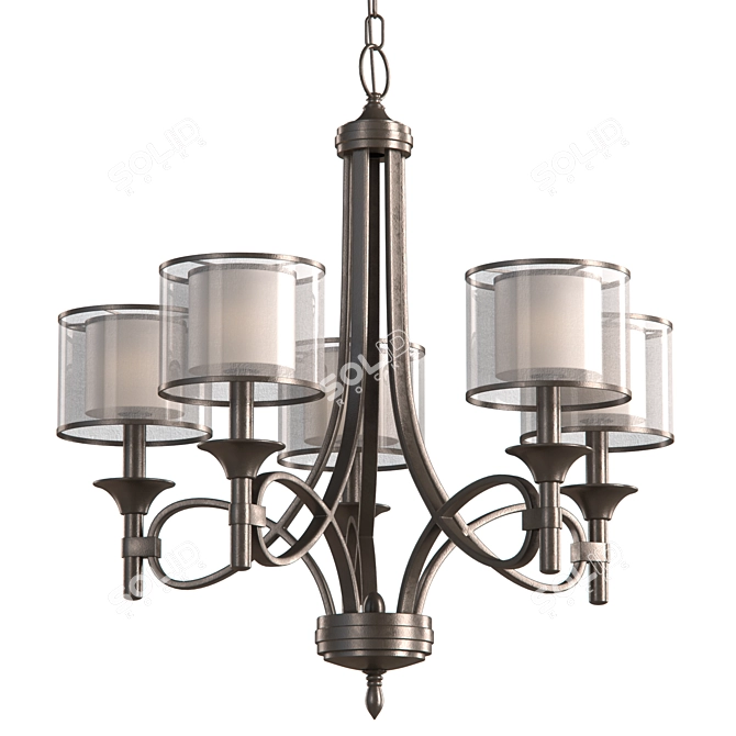 Lacey Antique Pewter Chandelier 3D model image 1